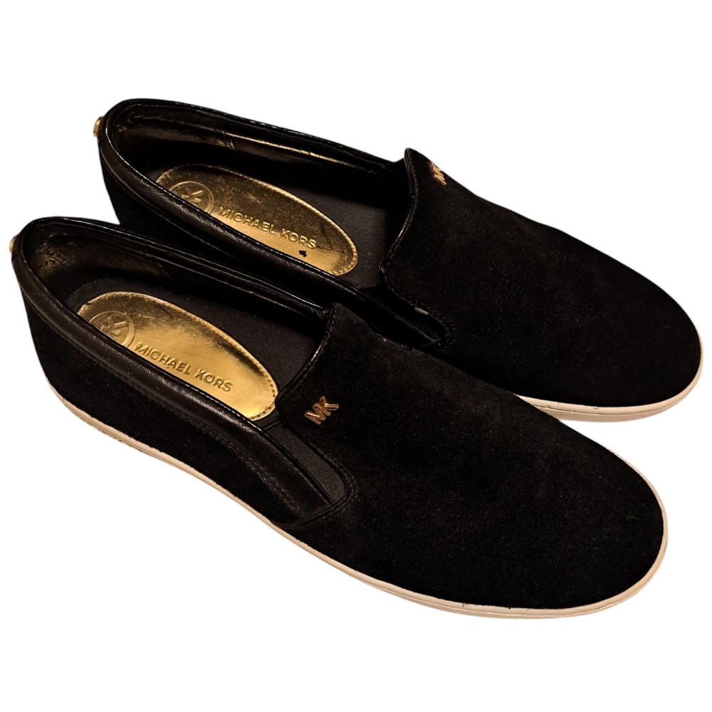 Michael Kors Women's Black Suede Leather Slip On Slide Sneakers Shoes US 9.5M